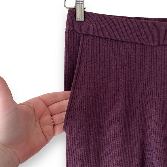 Favorite Daughter Masha Rib Knit Flare Pants XS Wool Blend Plum Purple Cozy - Picture 5 of 9